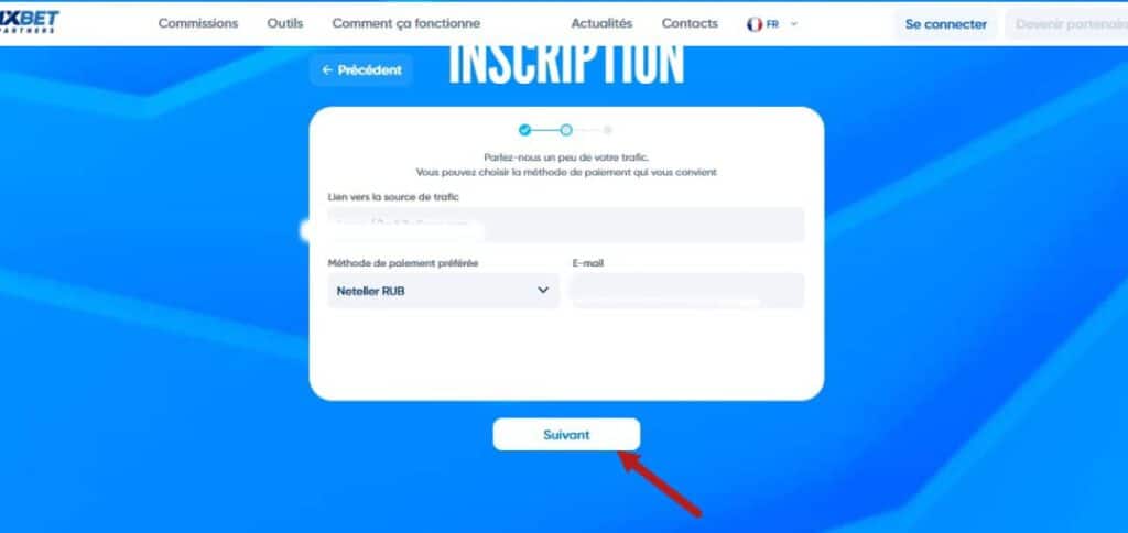 Fournir plusieurs informations dans le formulaire.