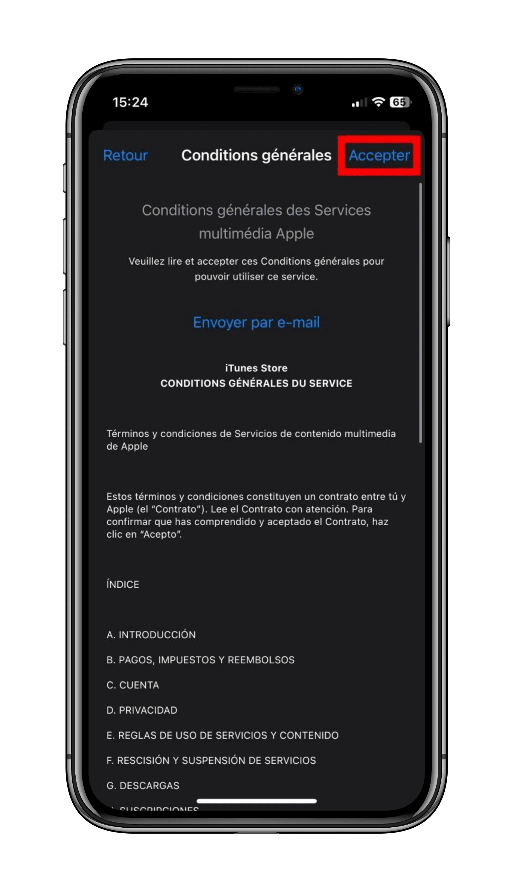 Cliquez sur « Accepter »