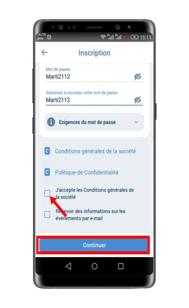 valider l’inscription 