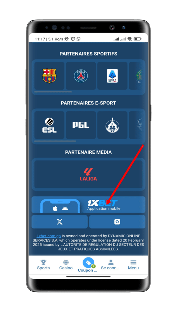 Procédez au téléchargement de l’application mobile 1xBet 
