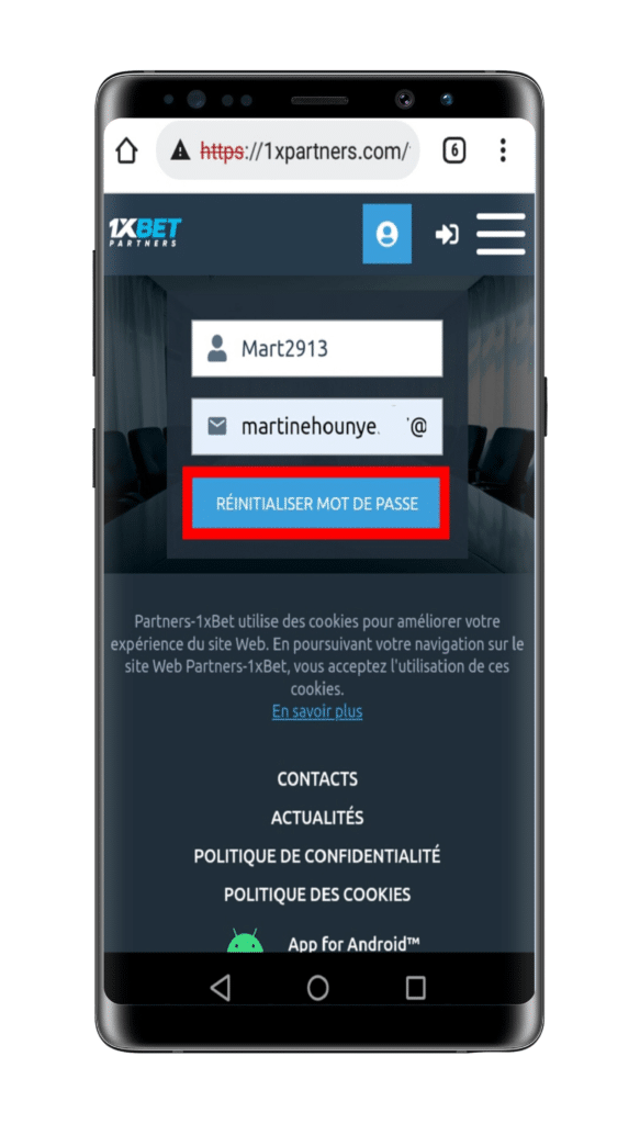 accéder à la page de 1xpartners connexion